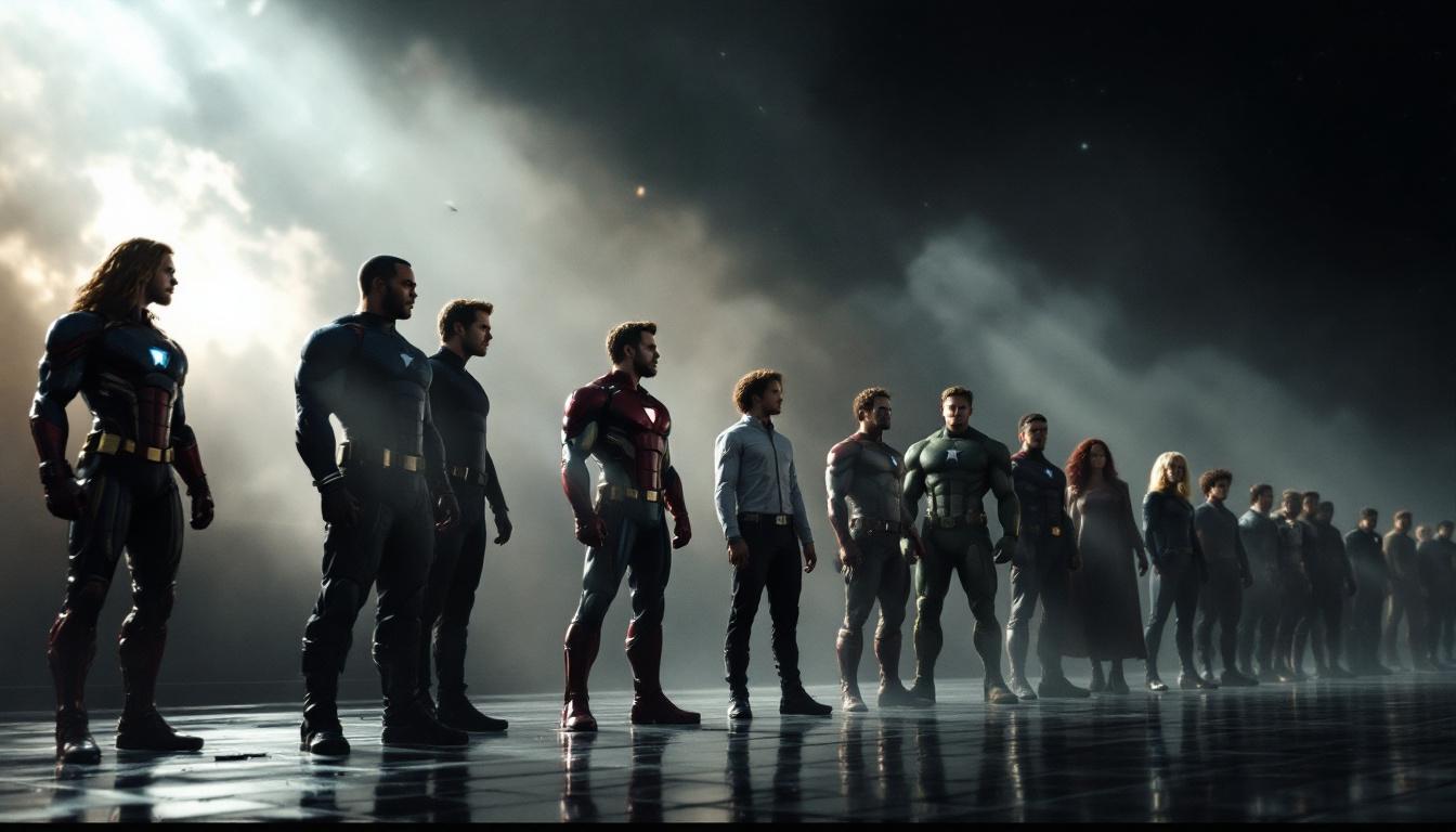 Inside image 2: Iconic MCU hero figures stand off to the side while new lesser-known Marvel characters take center stage, showing the shift away from core stars.